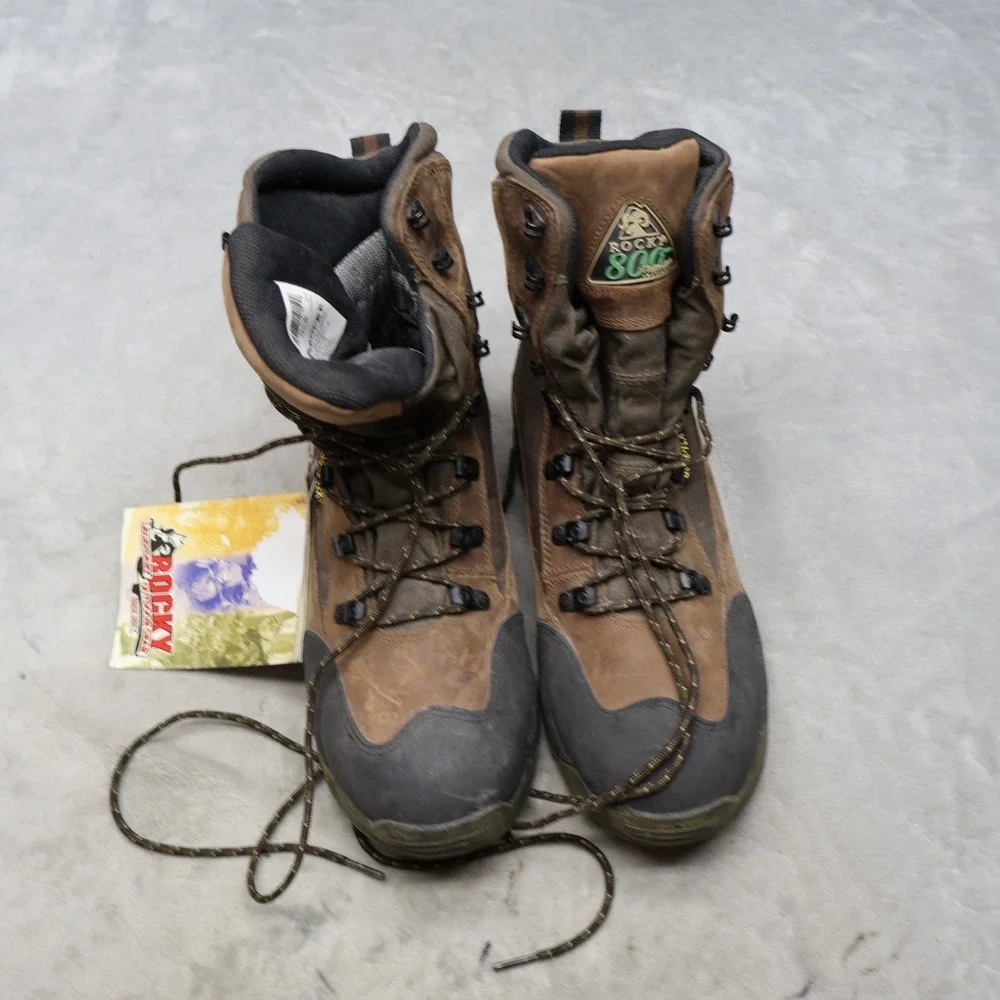 Rocky Men 10.5 Hunting Boots Brown Timberwolf Insulated Gore-Tex Waterproof 7372